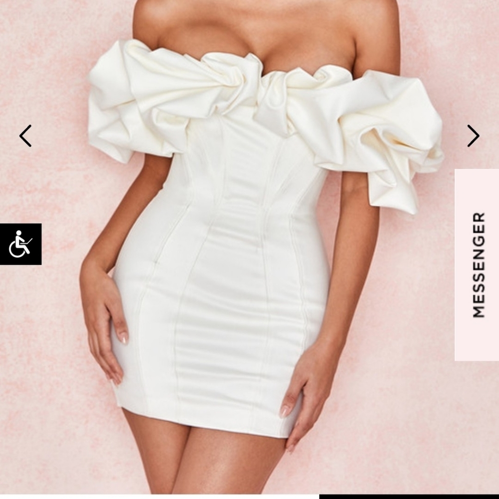 House of CB Ivory Off Shoulder Dress